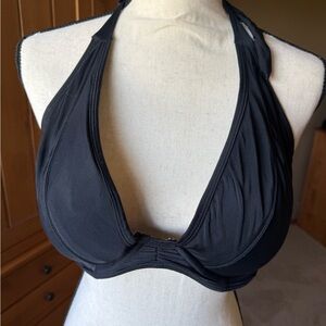 Raisins Black Halter Bikini  with Plunging Neckline and two bikini bottoms